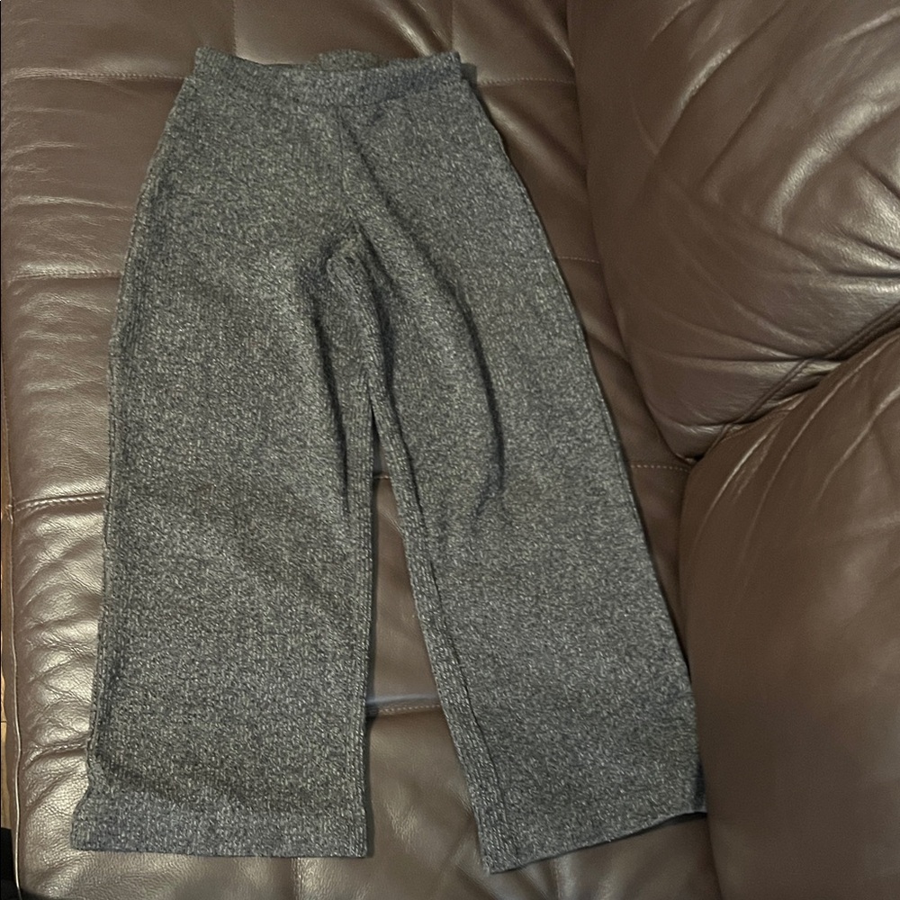 Zara Girls Size 8 dark heather grey high waisted wide-leg pants - elastic waist